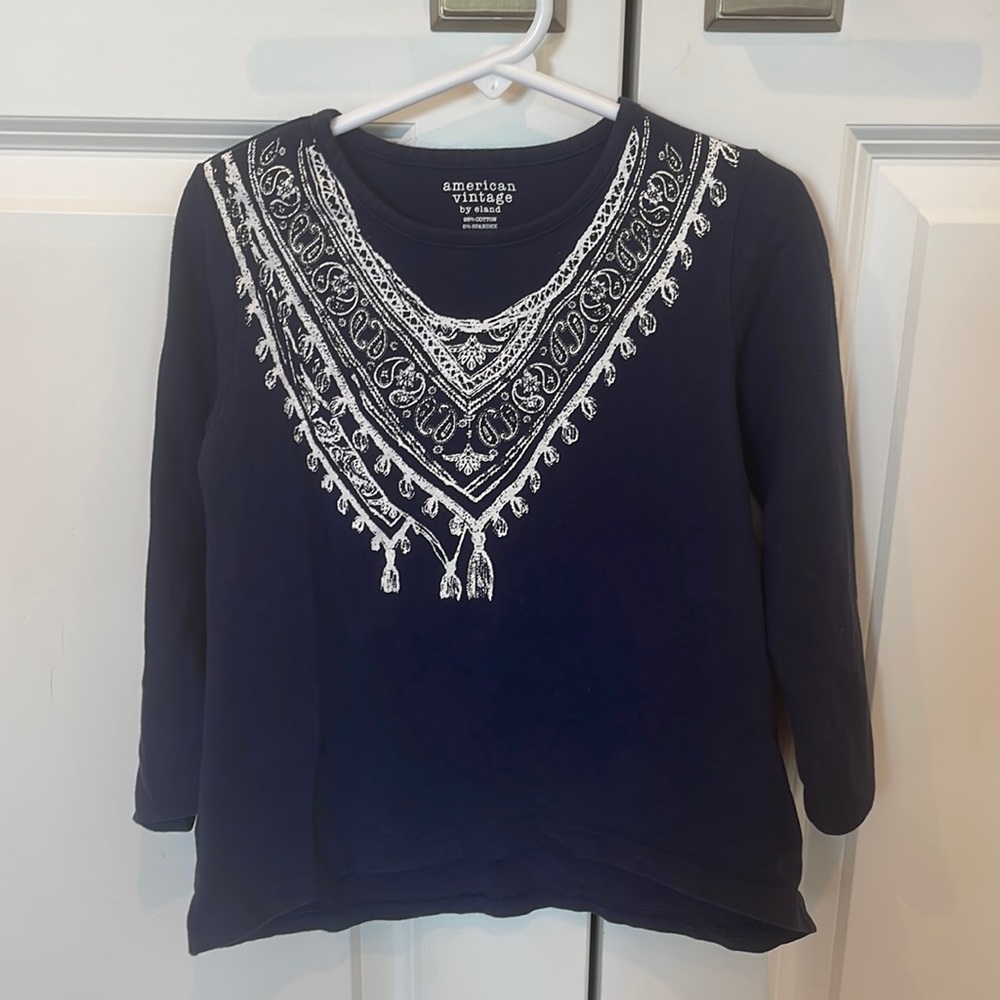 E-land Kids navy & white shirt size 5